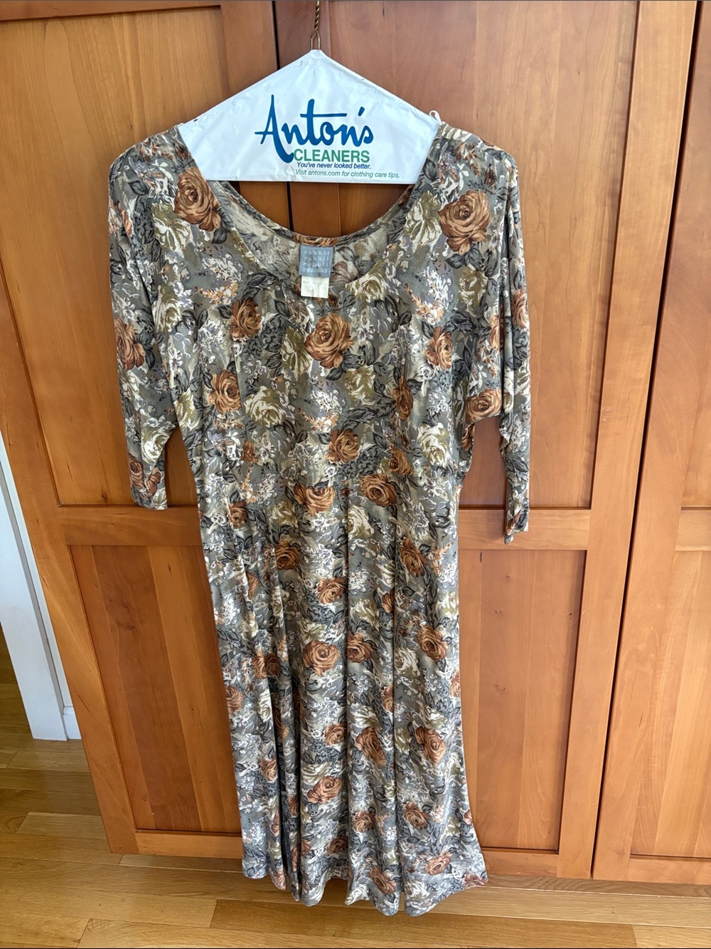 Floral Scoop-Neck Maxi Dress in Olive and Rust by